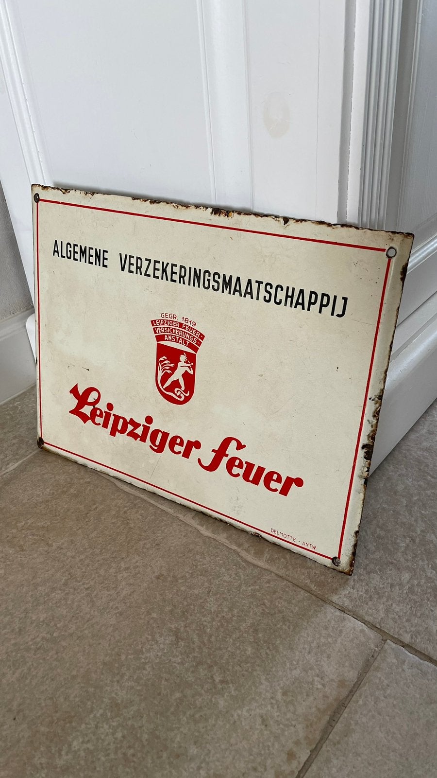 Emaille bord verzekering., Verzamelen, Ophalen of Verzenden, Zo goed als nieuw