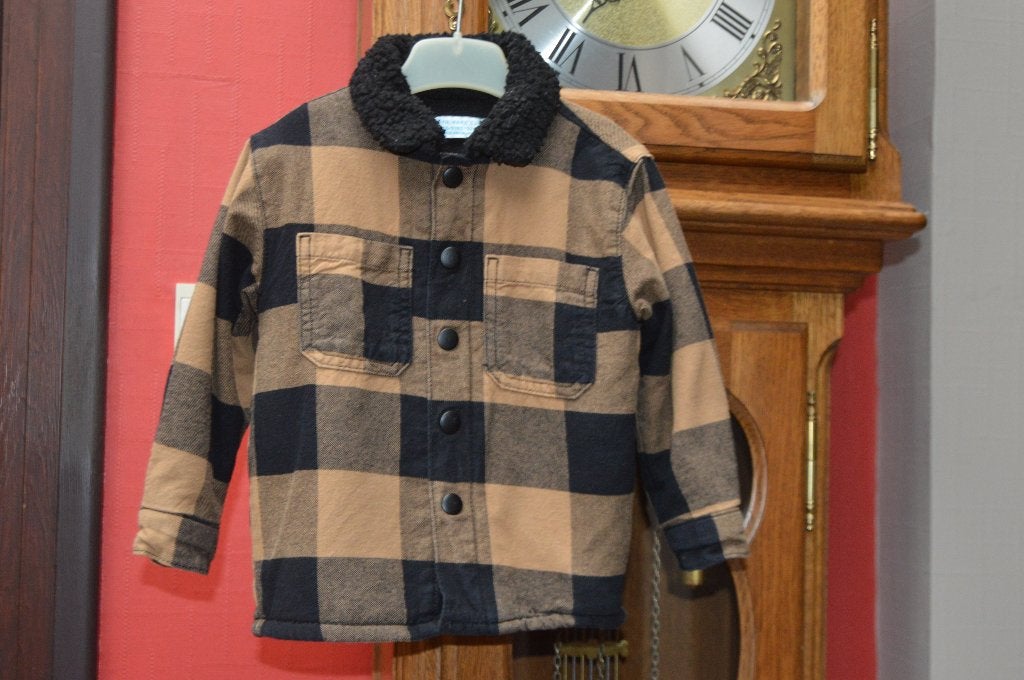 Veste chemise épaisse fourrée T92 à carreaux noirs et bruns, Enfants & Bébés, Vêtements enfant | Taille 92, Garçon, Enlèvement ou Envoi