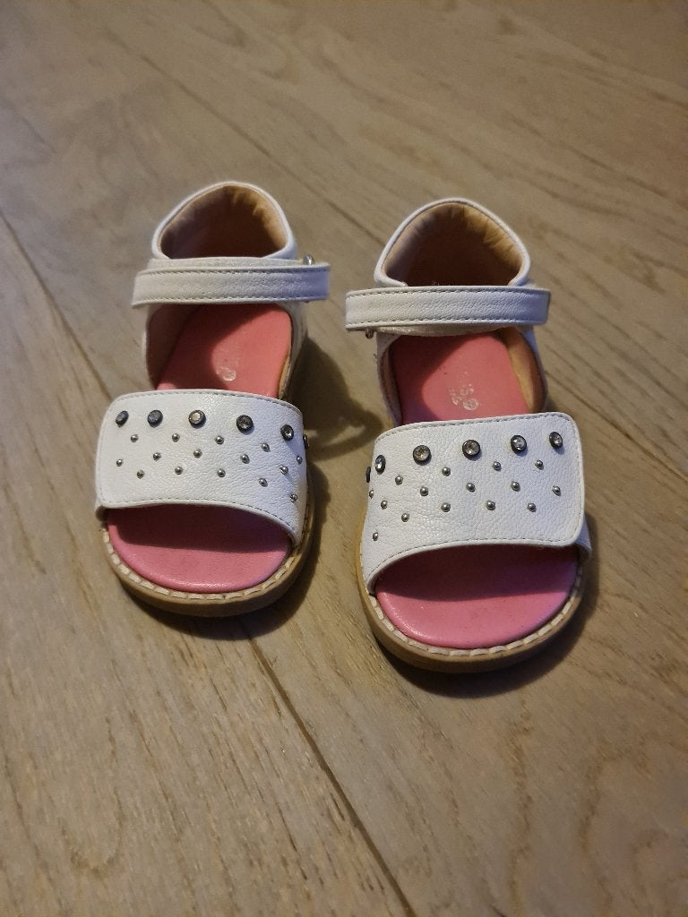 Sandalen wit leder meisje - maat 22, Meisje, Schoenen, Ophalen of Verzenden, Zo goed als nieuw