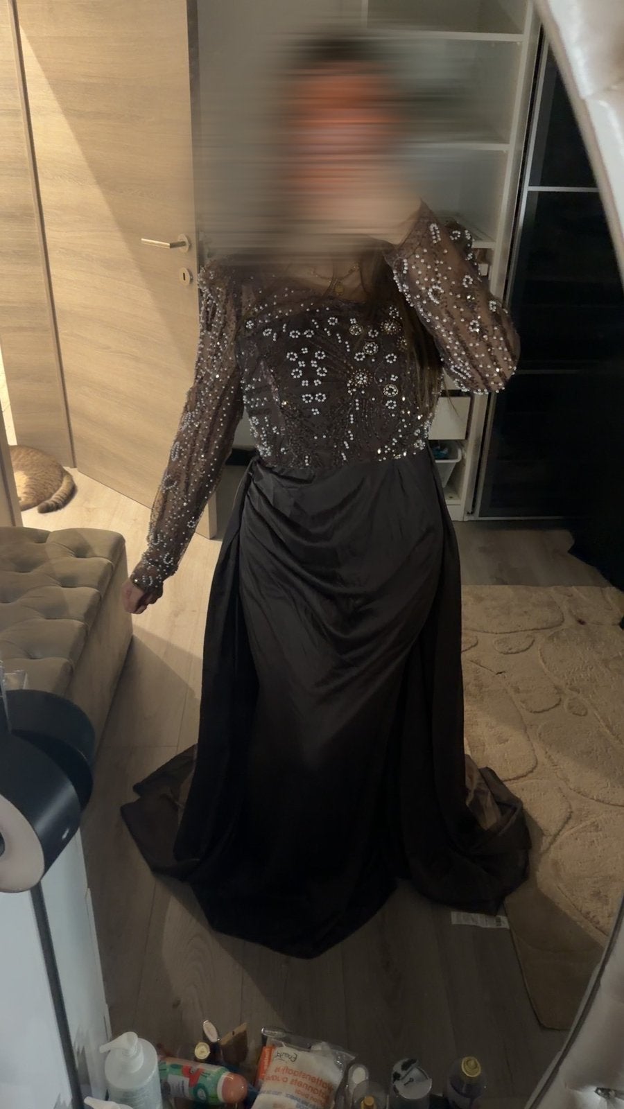Maléfique, longue, robe brun pour soirée, Enlèvement ou Envoi, Comme neuf, Brun