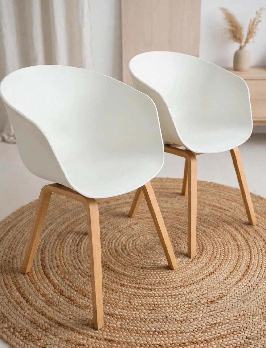 2x Witte Kuipstoelen - Hay Look, Enlèvement, Comme neuf, Blanc, Bois
