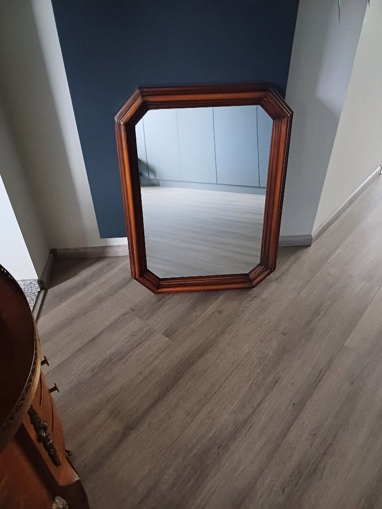 Spiegel hout - rechthoeking, Ophalen, Gebruikt, Ovaal