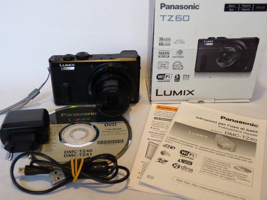 Panasonic Lumix DMC-TZ60, batterie, câble,adaptateur 30xzoom, Carte mémoire, Full HD, Panasonic, Enlèvement ou Envoi