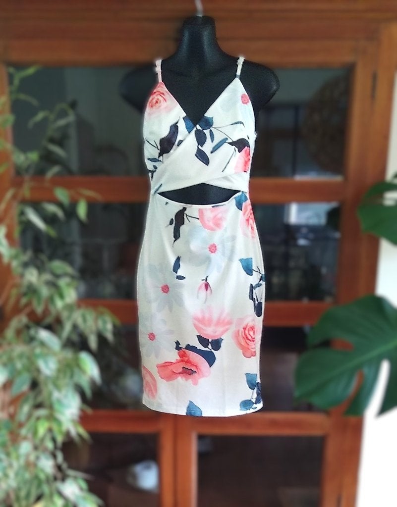 Frock Me uitgesneden jurkje met rozen, mt XS/S - nieuwstaat, Enlèvement ou Envoi, Autres couleurs, Au-dessus du genou, Comme neuf