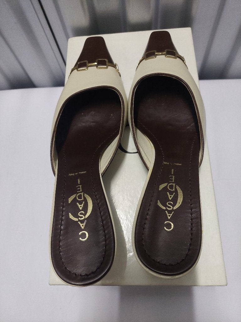 745C* Casadei - sexy vintage luxe muiltjes (39.5), Verzenden, Wit, Nieuw, Casadei