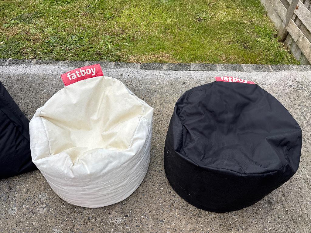 Fatboy poofs zwart wit, Ophalen, Gebruikt, Wit, Zitzak