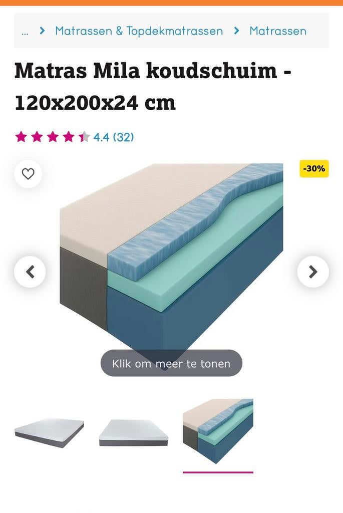 Zo goed als nieuwe matras koudschuim 120 x 200cm, Huis en Inrichting, Slaapkamer | Matrassen en Bedbodems, Zo goed als nieuw, Matras