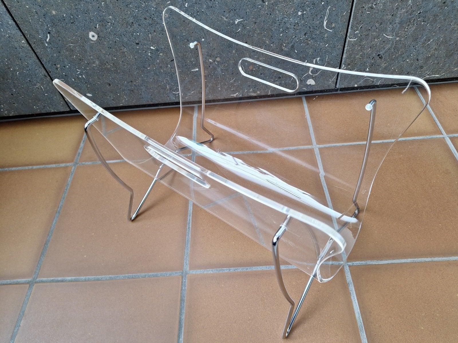 Retro tijdschriftenhouder in plexiglas, Tuin en Terras, Ophalen of Verzenden