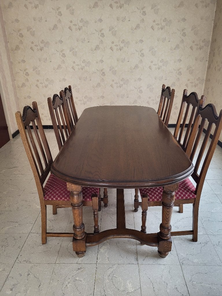 Table en chêne + 6 chaises, Maison & Meubles, Klassiek, Comme neuf, Enlèvement, 50 à 100 cm