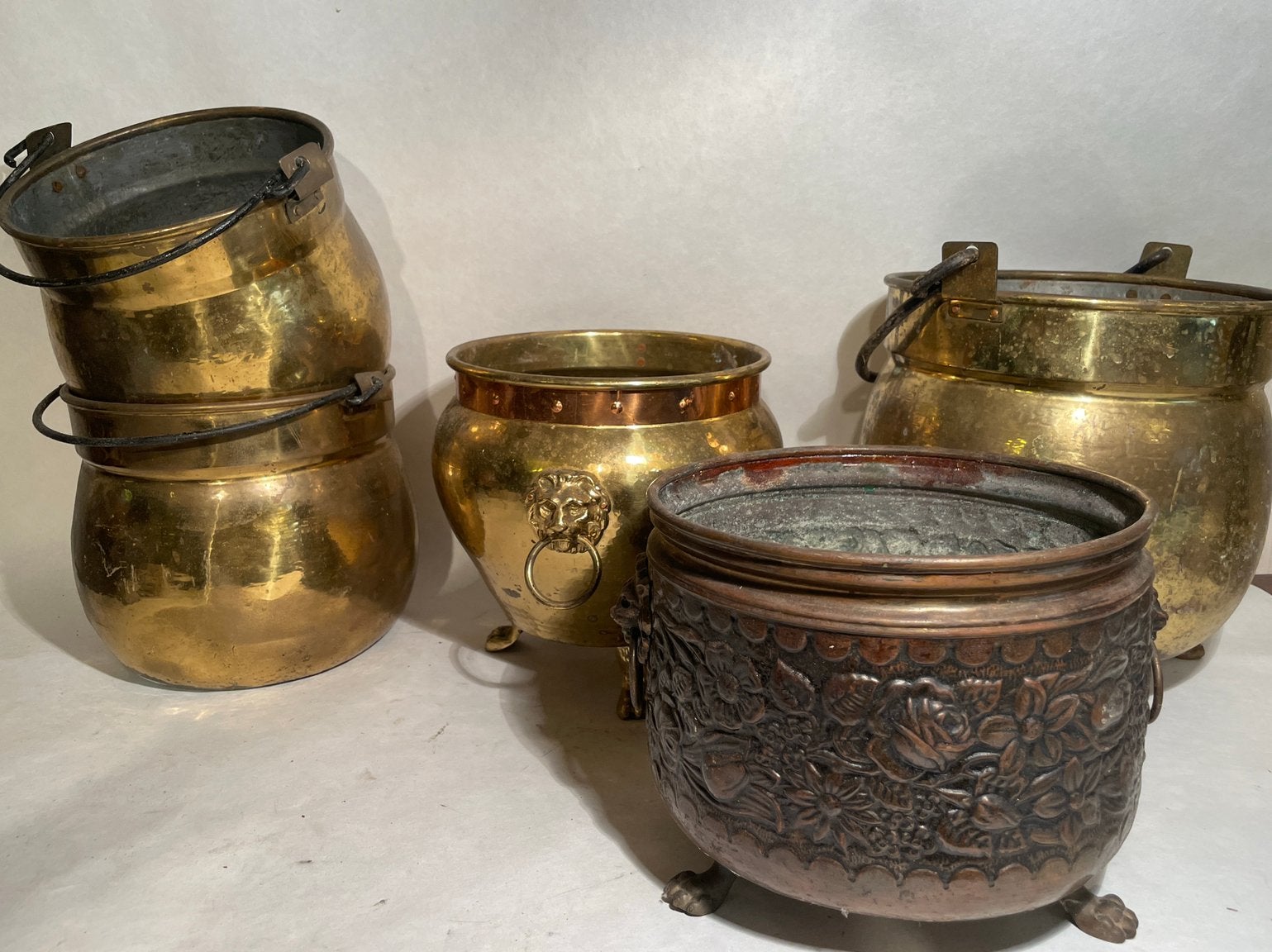 Vintage koperen potten (5 stuks), Antiek en Kunst, Ophalen, Koper