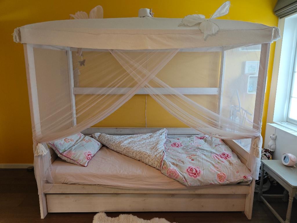 Hemelbed Lifetime butterfly met lade, Kinderen en Baby's, Kinderkamer | Bedden, Ophalen, Gebruikt, 100 cm of meer, Matras
