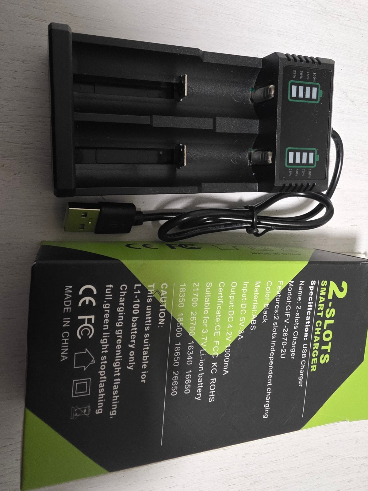 GIFV 2-slot slimme USB batterijlader voor 3.7V Li-ion, TV, Hi-fi & Vidéo, Enlèvement ou Envoi, Neuf