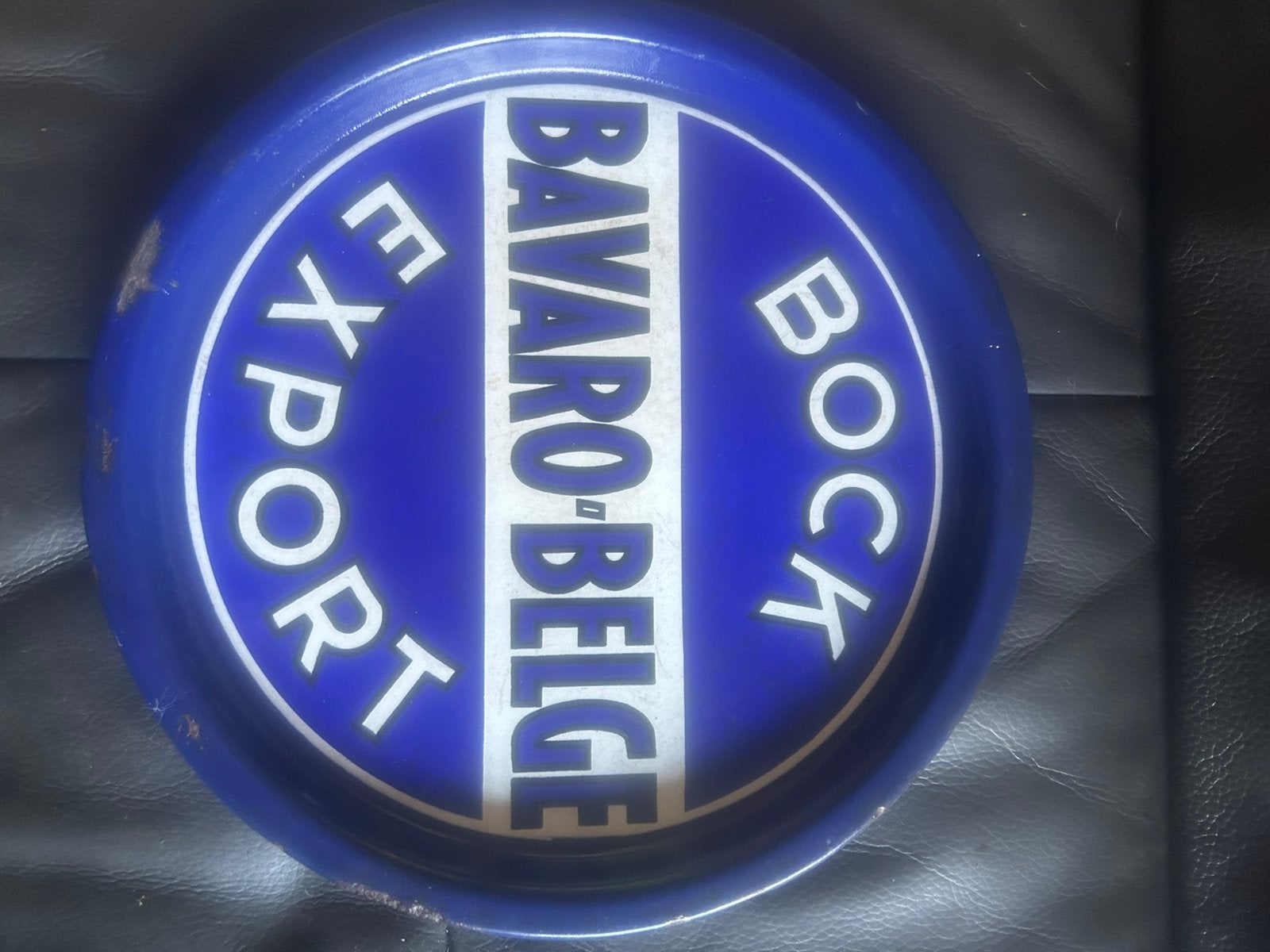 Emaille plateau bock bavaro-belge export, Ophalen, Gebruikt, Reclamebord, Plaat of Schild, Overige merken