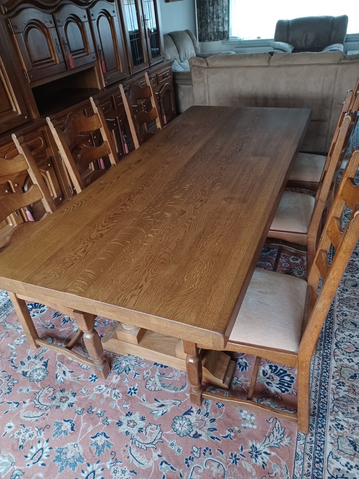 Eiken tafel met 6 stoelen, Ophalen