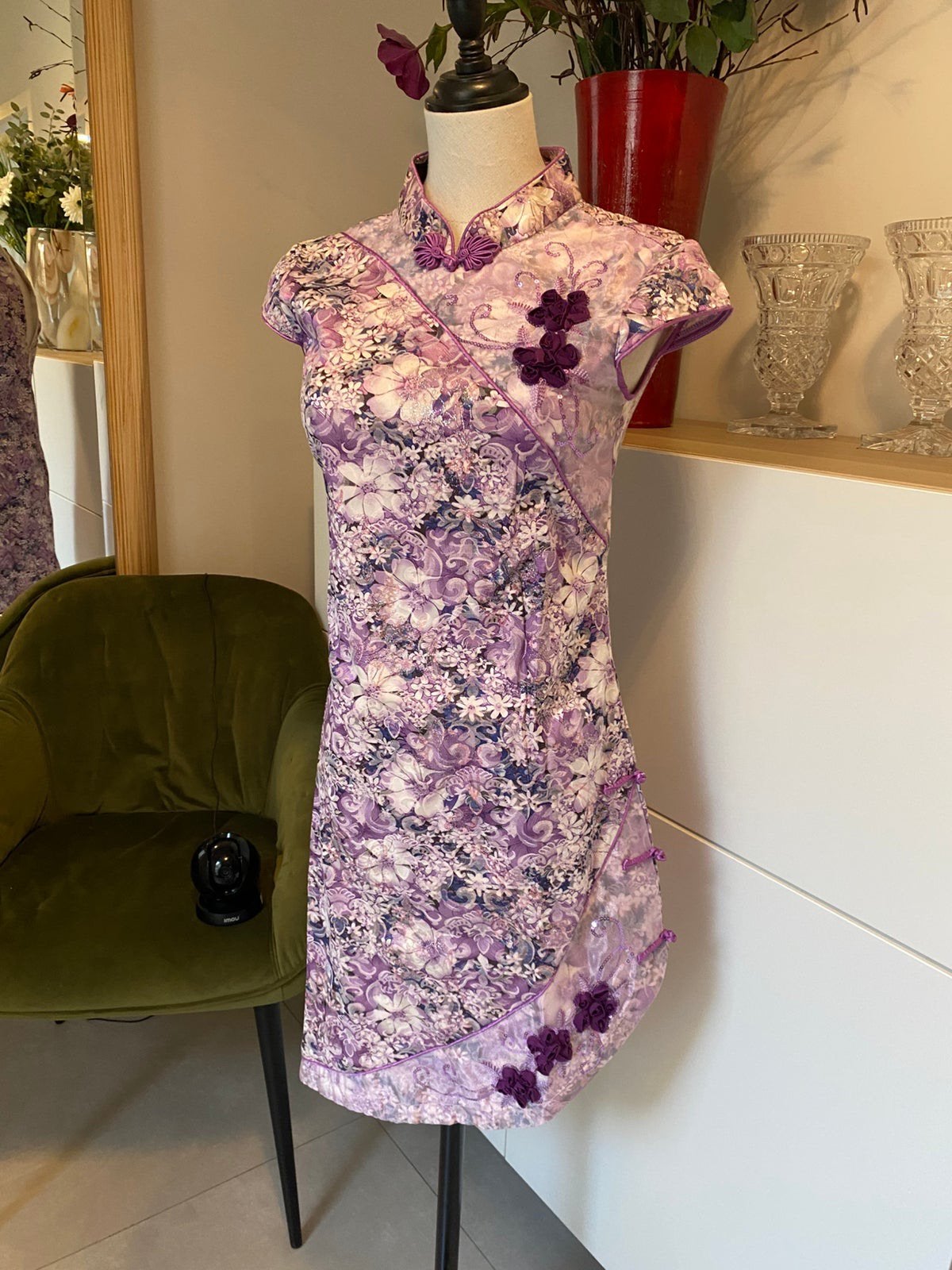 Chinese kleed Qi Pao maat S, Kleding | Dames, Gelegenheidskleding, Ophalen, Zo goed als nieuw, Maat 36 (S)