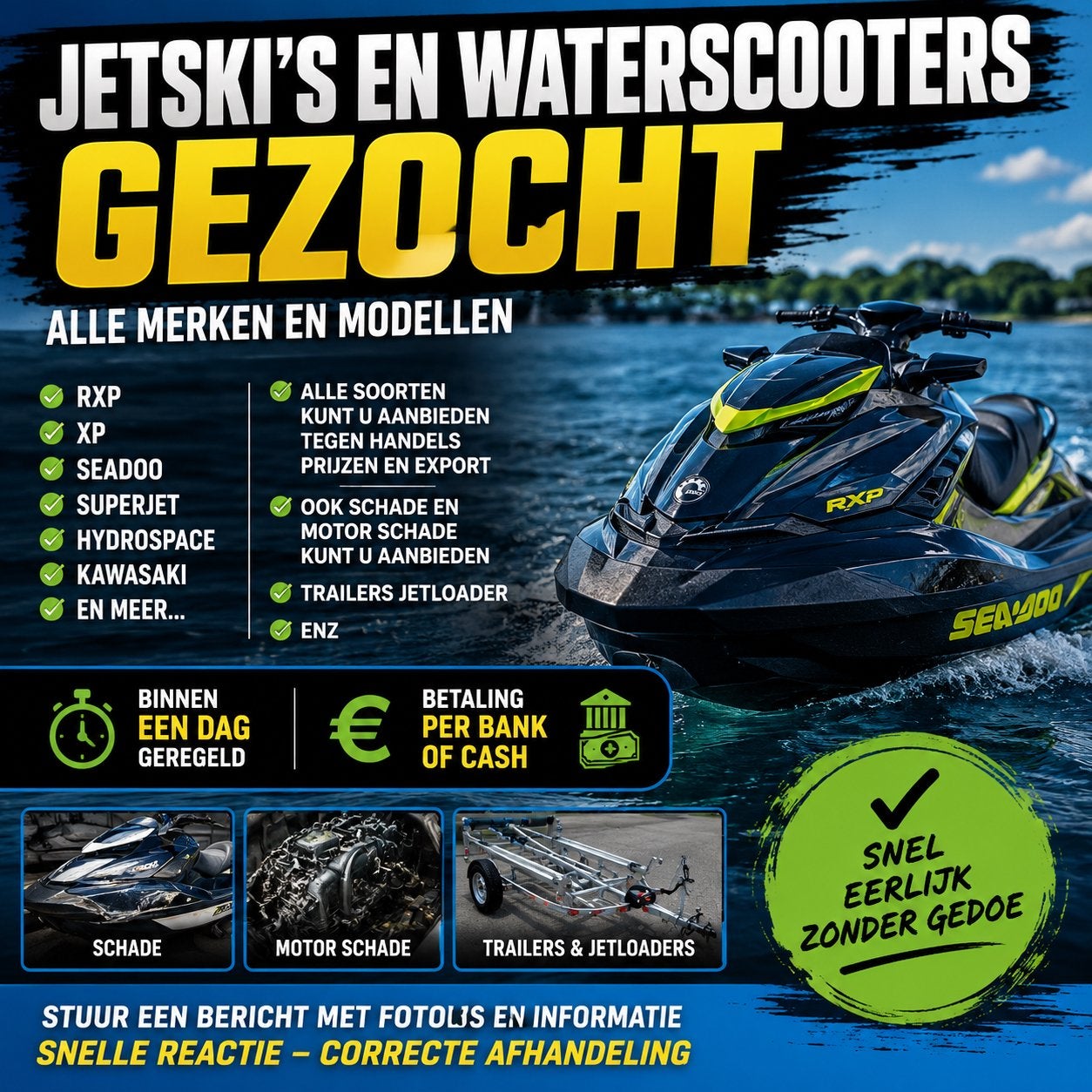 Verkoop jouw waterscooter vandaag!, Sports nautiques & Bateaux, Jet Skis & Scooters de mer, Enlèvement ou Envoi, Comme neuf