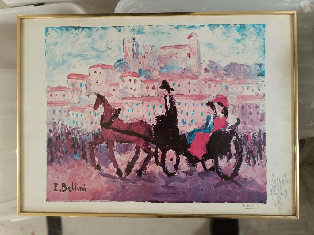 Print van schilderij E. Bellini   "Cannes à La Belle Epoque", Antiquités & Art, Enlèvement ou Envoi
