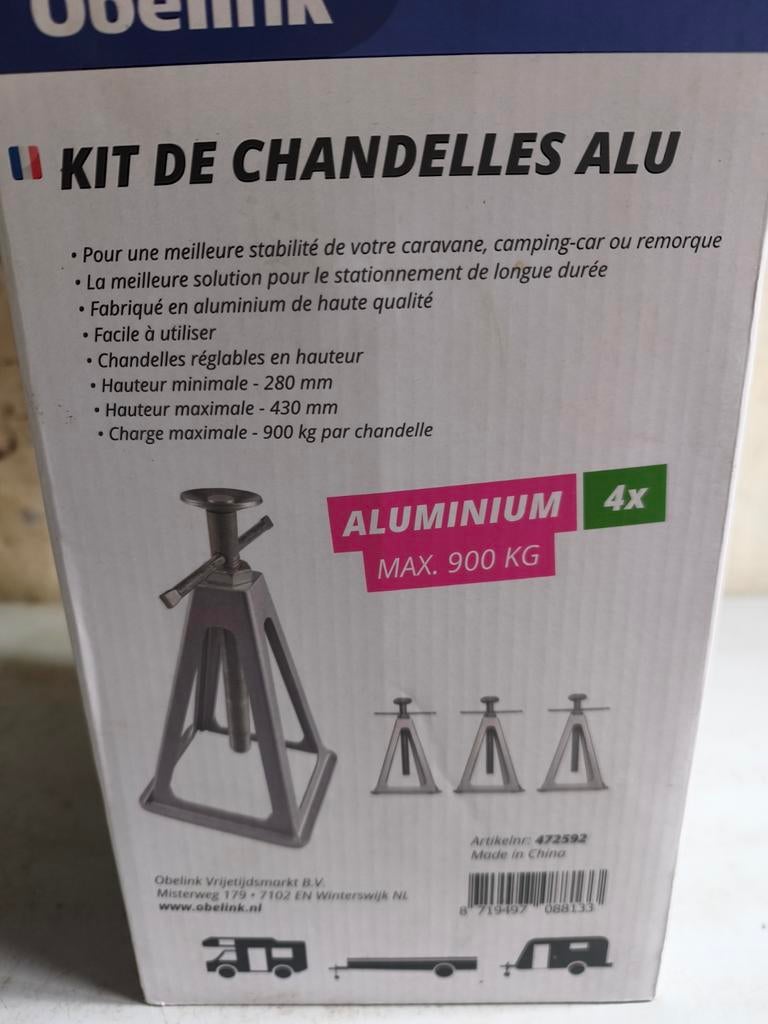 4 aluminium caravan/camper steunpoten verstelbaar 900kg, Enlèvement ou Envoi, Neuf