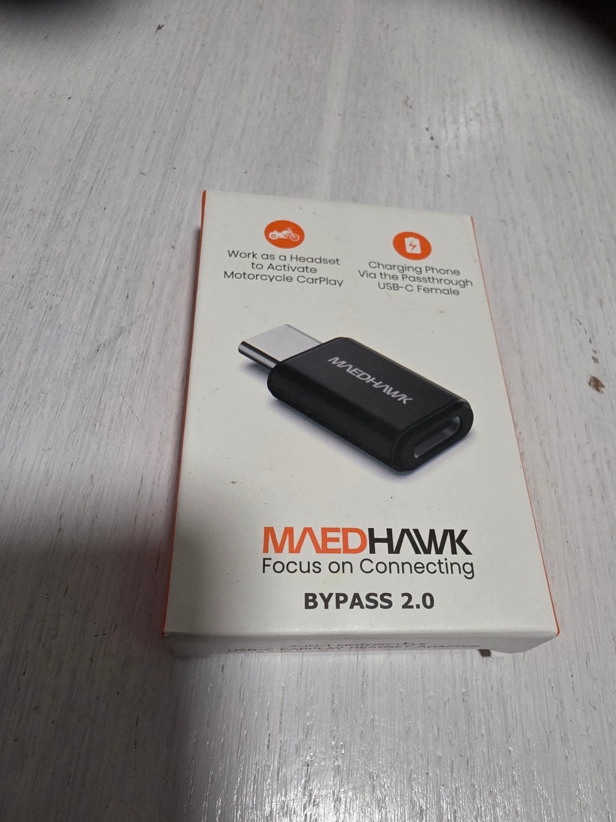 Maedhawk Bypass 2.0 USB-C adapter voor Motor CarPlay, Motoren, Particulier, Nieuw