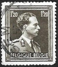 1 Postzegel België 1951 Koning Leopold III type "Open Kraag", Oblitéré, Enlèvement ou Envoi, Affranchi, Timbre-poste