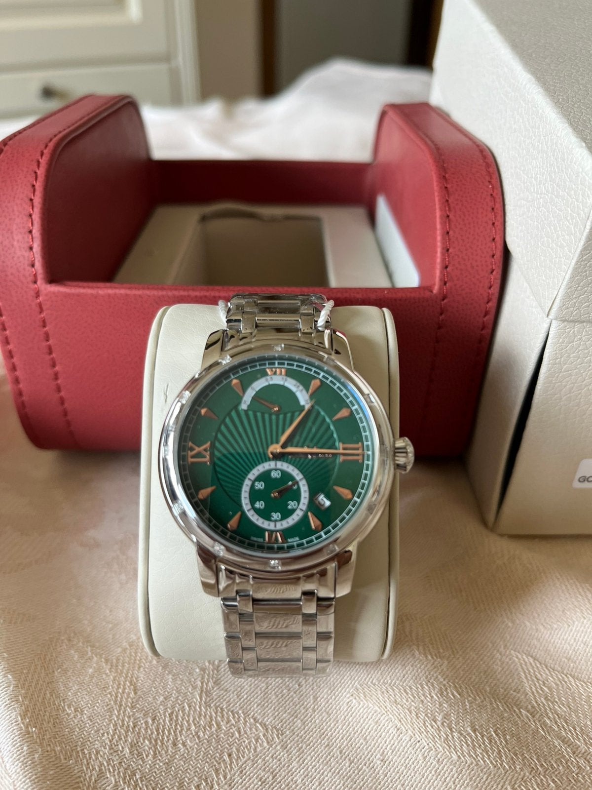 Luxe herenuurwerk Geovani, Staal, Polshorloge, Nieuw, Zilver