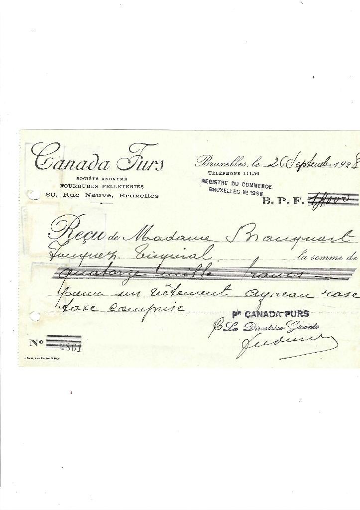Ancien reçu 1938, Ophalen of Verzenden, Gebruikt
