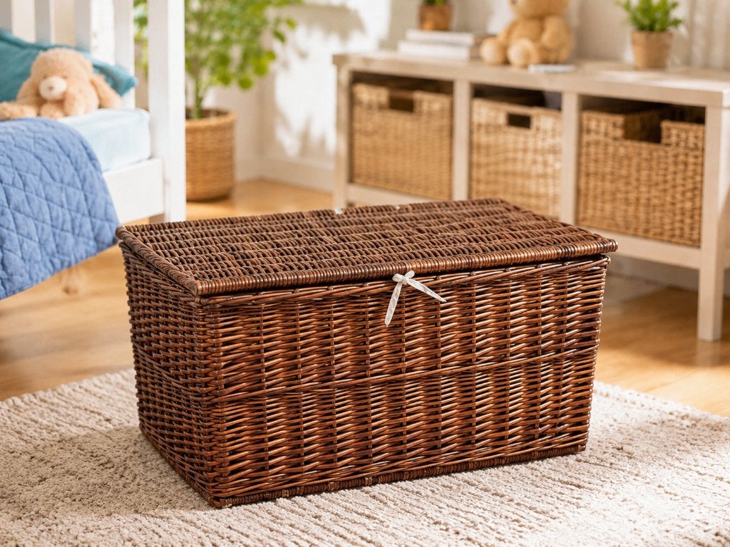 Grand panier de rangement en osier avec couvercle:72 x 45 cm, Maison & Meubles, Accessoires pour la Maison | Plataux & Paniers