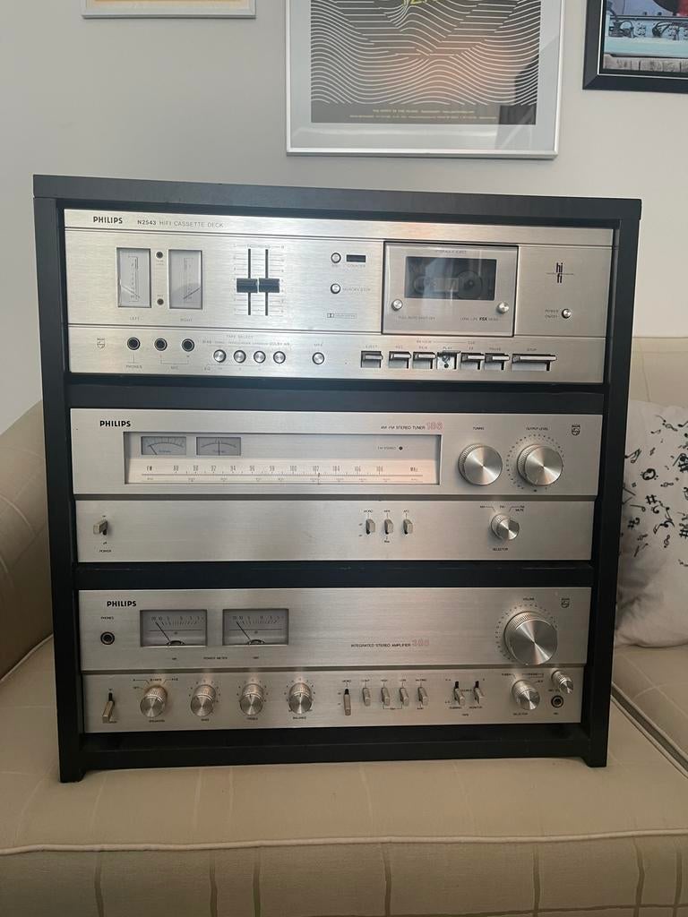 Philips vintage hifi set – receiver, tuner en cassettedeck., Ophalen, Gebruikt, Losse componenten, Philips