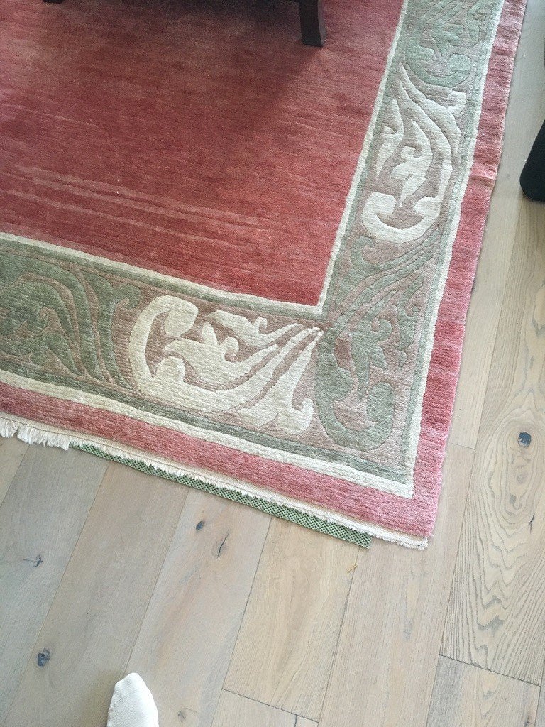 Handgeknoopt tapijt Nepal, Ophalen, Gebruikt, Groen, 200 cm of meer