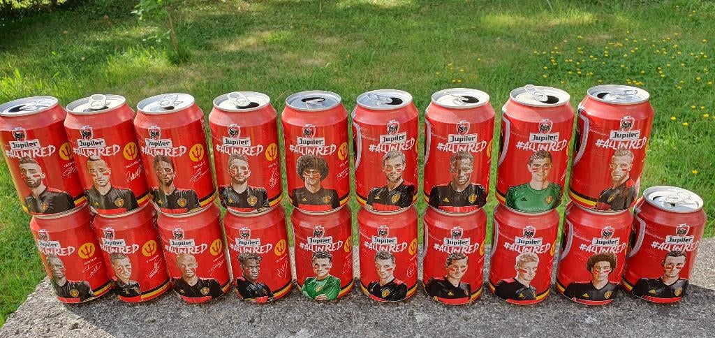 Lot de 22 Canettes All In Red Jupiler - Foot, Ophalen of Verzenden, Gebruikt, Overige typen, Jupiler