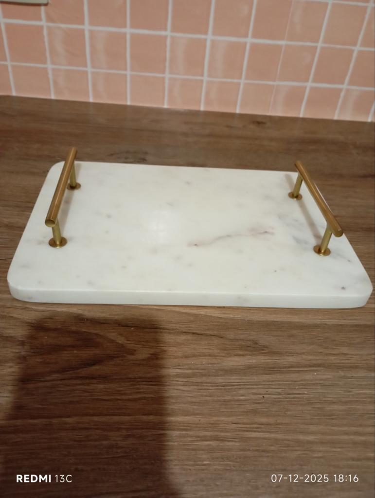 2 marmer plateaus, Ophalen, Zo goed als nieuw, Rechthoekig, Overige materialen