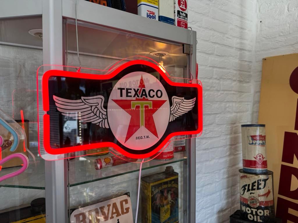 TEXACO reclame NeoN verlichting, Verzamelen, Ophalen, Zo goed als nieuw, Lichtbak of (neon) lamp