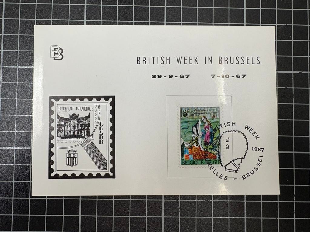 Souvenirblad „British Week in Brussels” (1967), Postzegels en Munten, Postzegels | Europa | België, Ophalen, Met stempel, Gestempeld