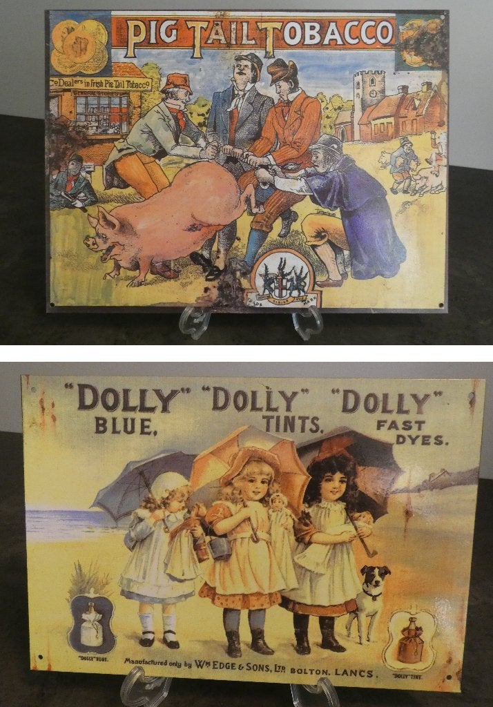 2x zinken/metalen nostalgisch reclame bord [1663], Ophalen of Verzenden