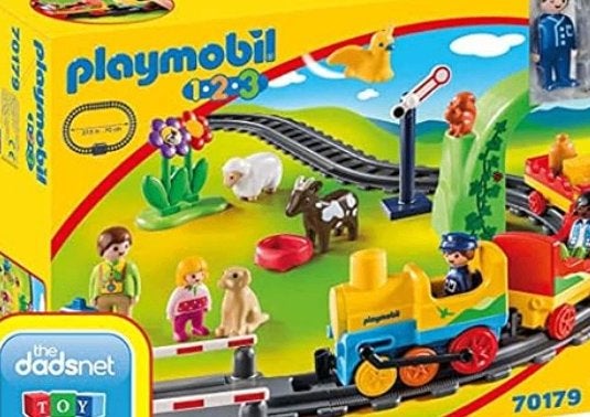Playmobil trein met passagiers en racebaan, Enfants & Bébés, Enlèvement, Utilisé