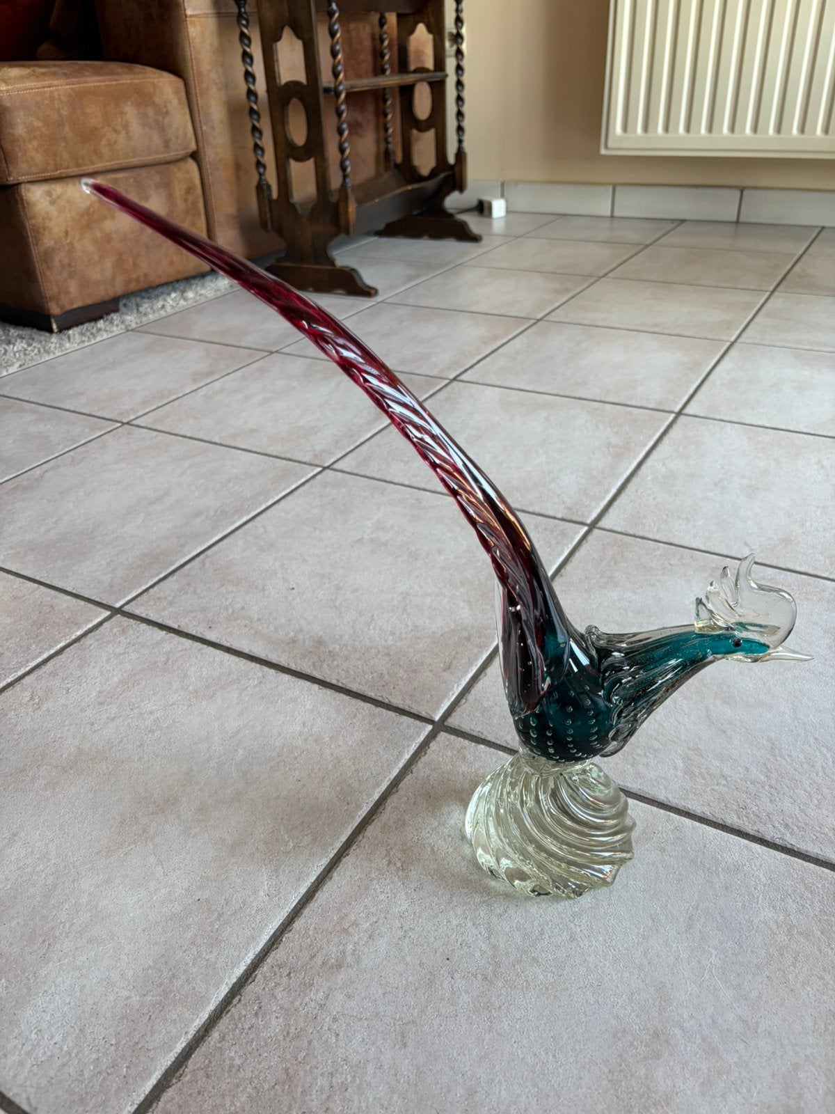 Vintage glazen fazant – handgeblazen decoratie – kleurrijk, Antiek en Kunst, Ophalen