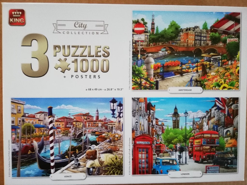 Puzzels King ( doos met 3 puzzels ), Hobby & Loisirs créatifs, Sport cérébral & Puzzles, Enlèvement, 500 à 1500 pièces, Utilisé