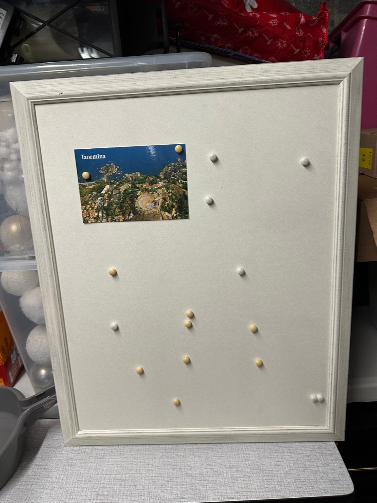 Porte photo aimanté cadre beige blanc en bon etat, Enlèvement, Comme neuf