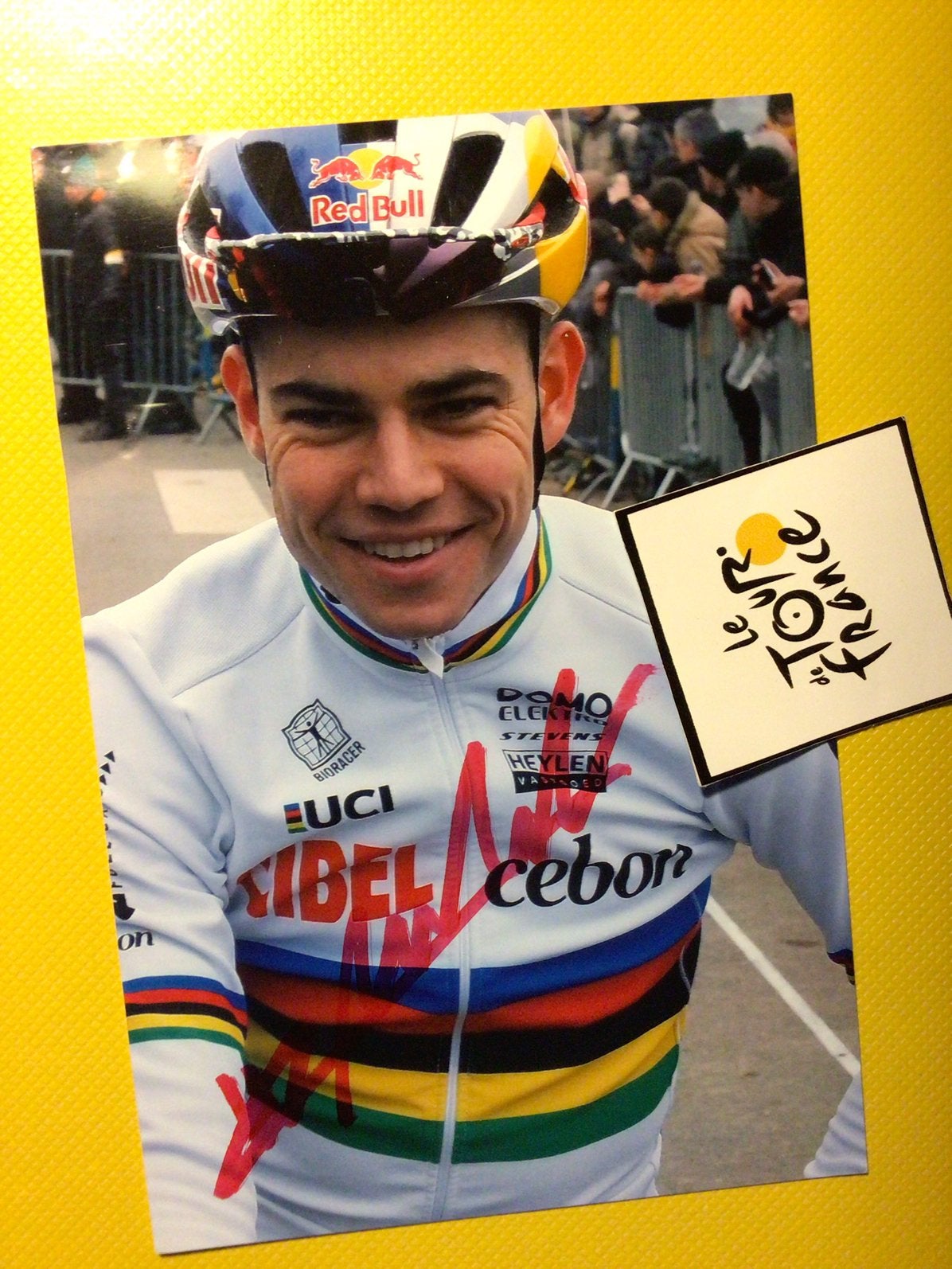 wielerfoto wk wout van aert signe, Sport en Fitness, Verzenden, Zo goed als nieuw