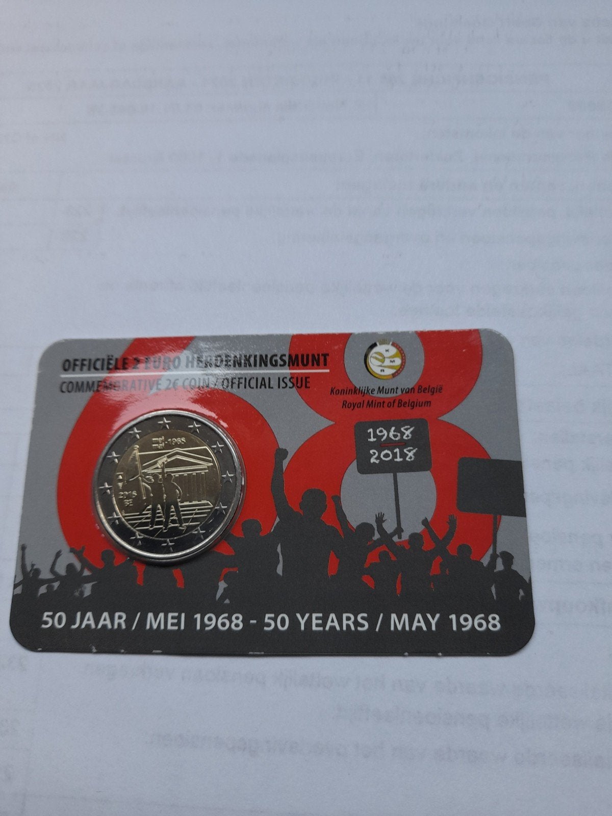 coincard 2 euro herdenkingsmunt Belgie 2018, Ophalen of Verzenden, 2 euro