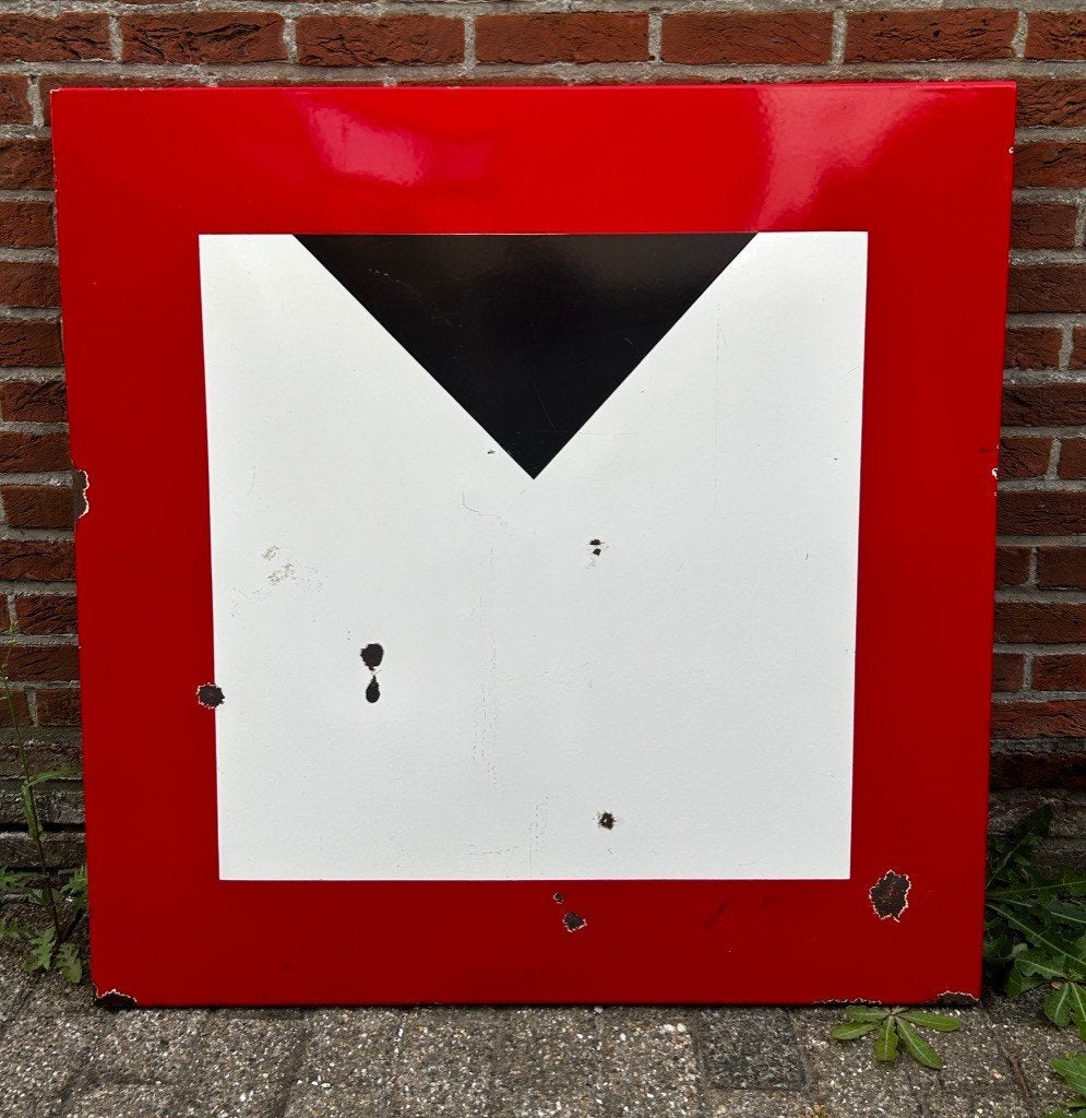 Oud emaillebord, scheepvaartbord, Verzamelen, Merken en Reclamevoorwerpen, Ophalen, Gebruikt, Overige typen
