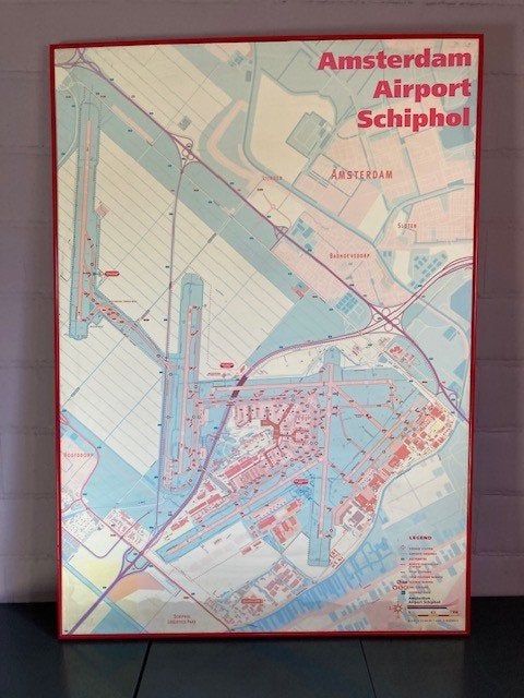 GROTE LUCHTHAVENPOSTER 1200 X 840 MM BRUSSEL/SCHIPHOL, Zo goed als nieuw, Groter dan 1:72, Vliegtuig, Ophalen