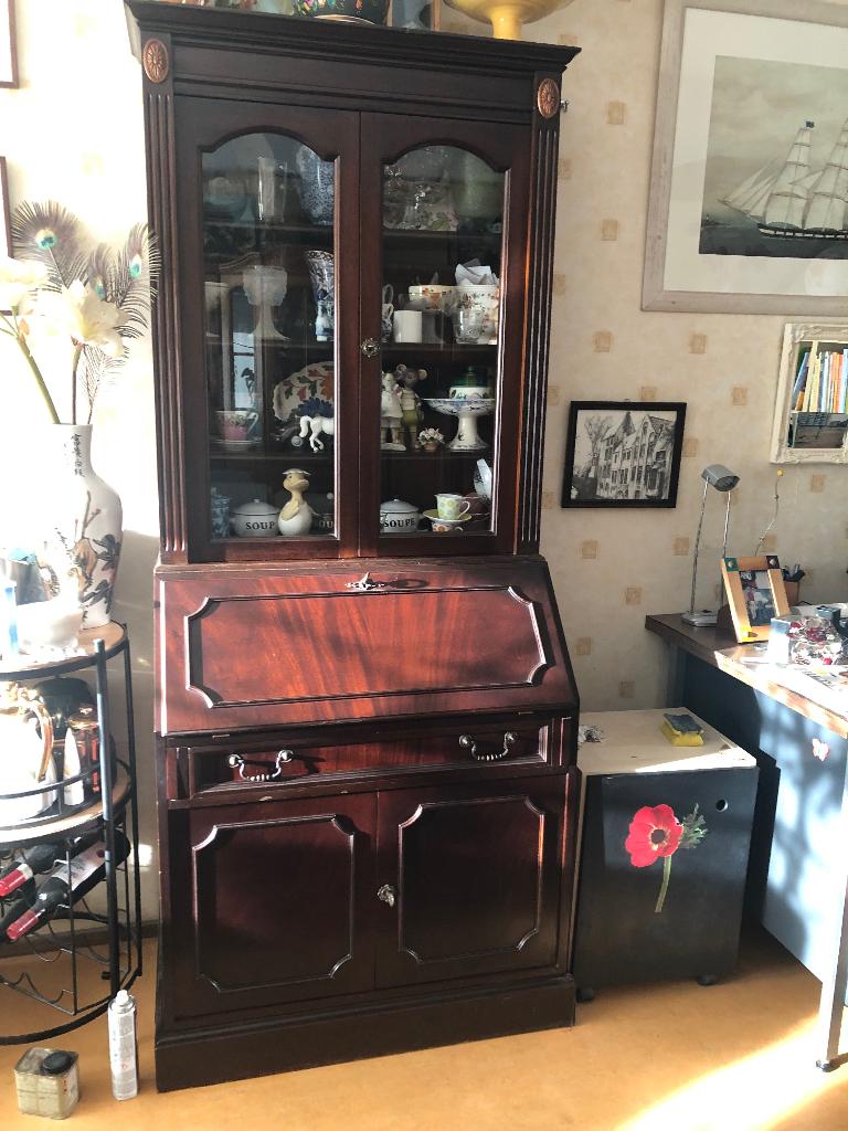 Zeer mooie vintage kast , vitrine, secretaris, Enlèvement