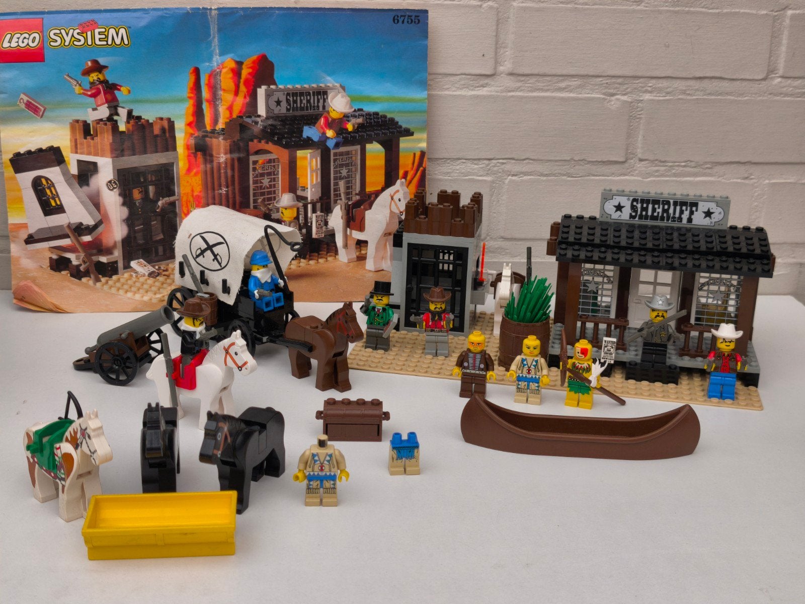 Vintage LEGO Western 6755 Sheriff's Lock-Up + Extra Huifkar, Ophalen of Verzenden, Lego