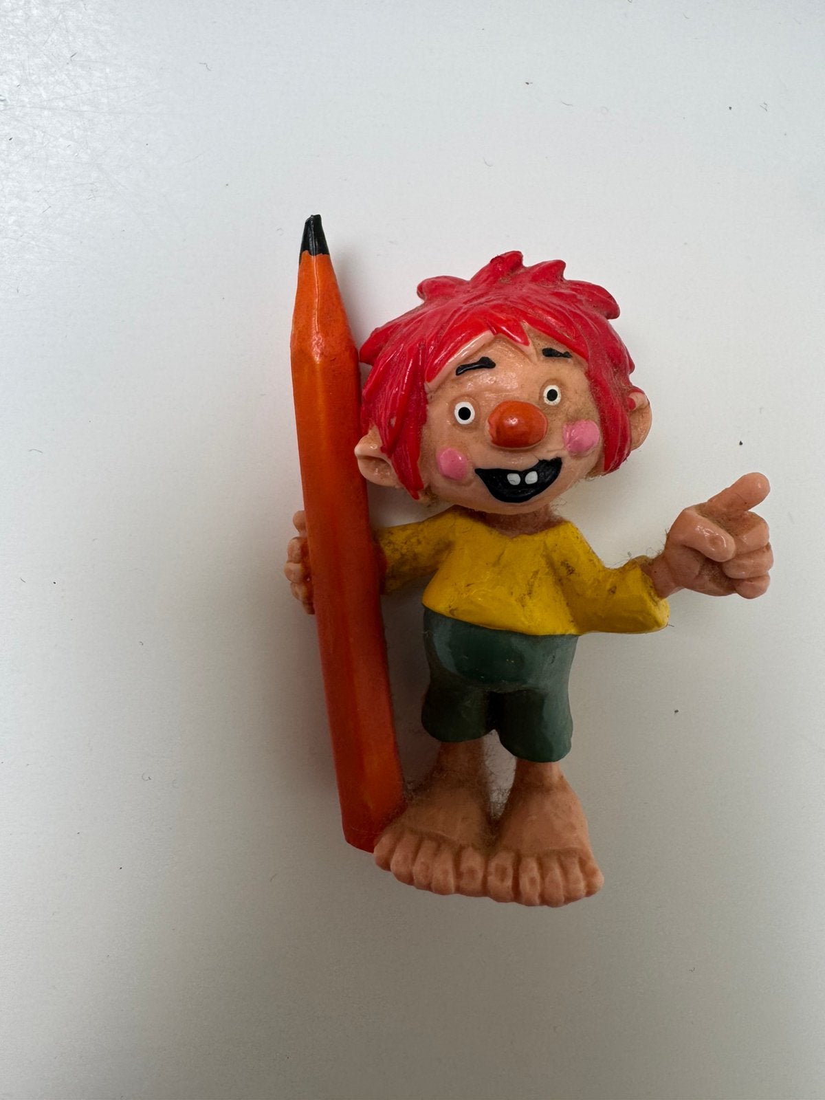 Vintage Pumuckl met rood potlood - Schleich, Ophalen of Verzenden, Zo goed als nieuw