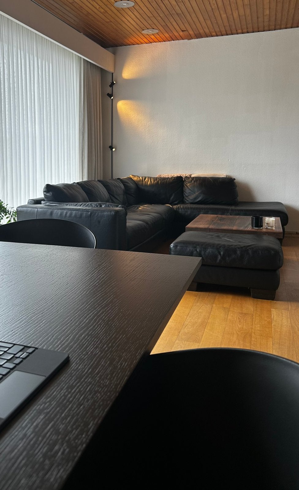 Italsofa hoekzetel - zwart leder, Ophalen, Gebruikt, Leer