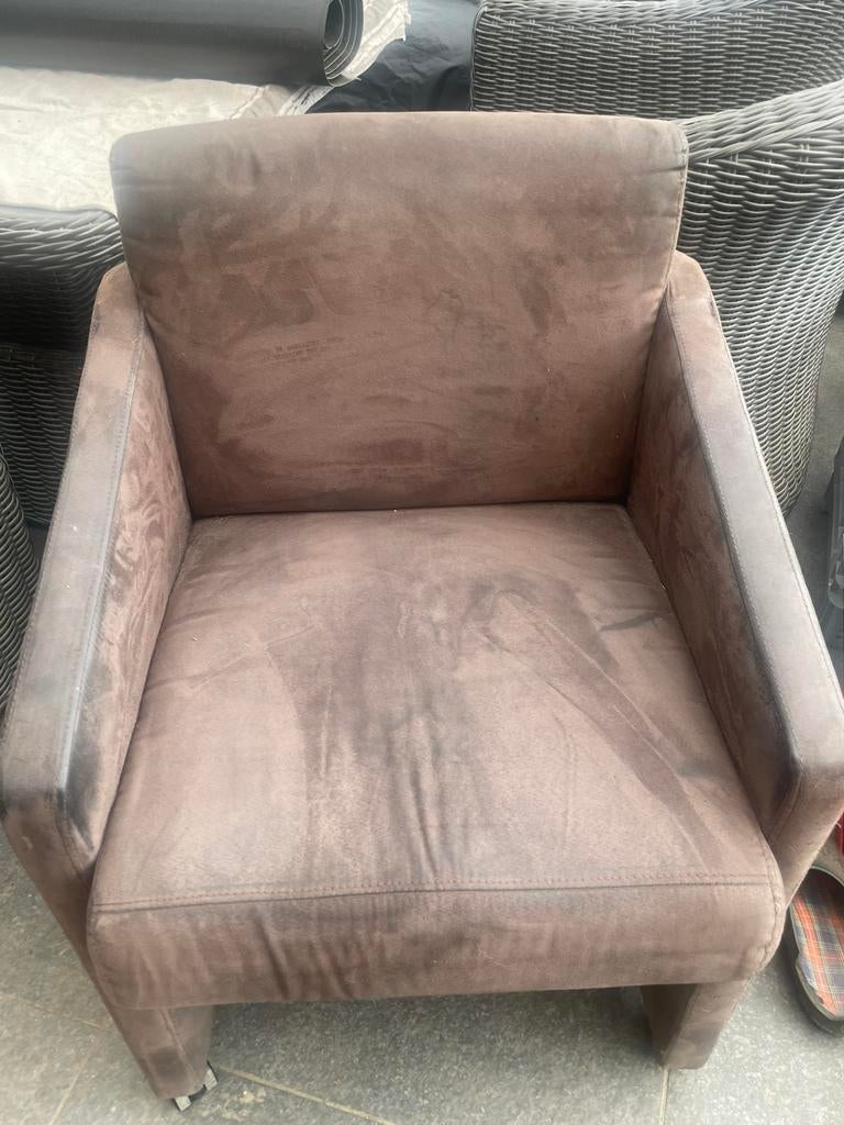 Gratis 6 daim eetkamerstoelen, Huis en Inrichting, Stoelen, Ophalen, Overige materialen, Gebruikt, Bruin
