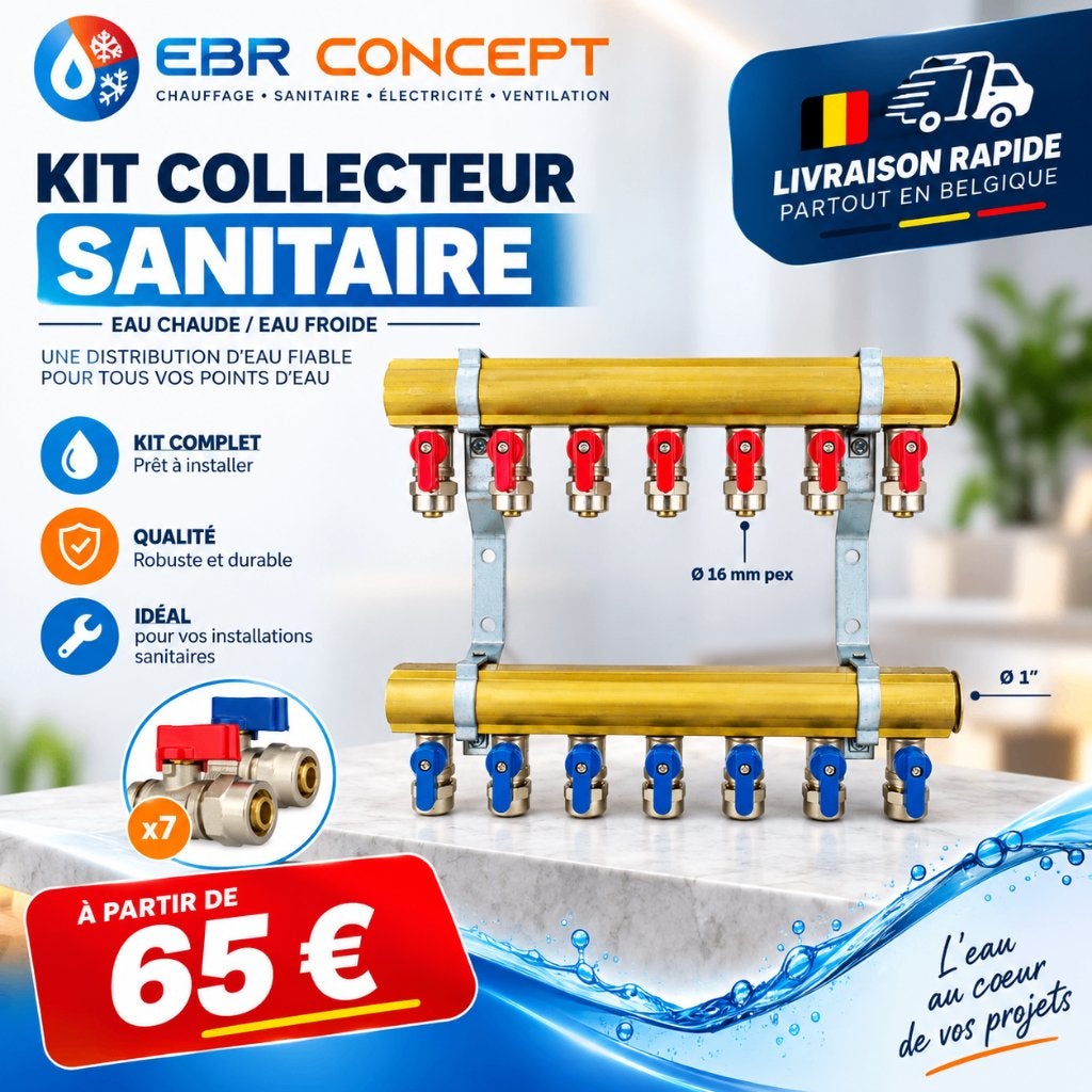 Kit Collecteur Complet Laiton ( sanitaire), Bricolage & Construction, Enlèvement ou Envoi, Belgique, Info@ebrconcept.be, Neuf