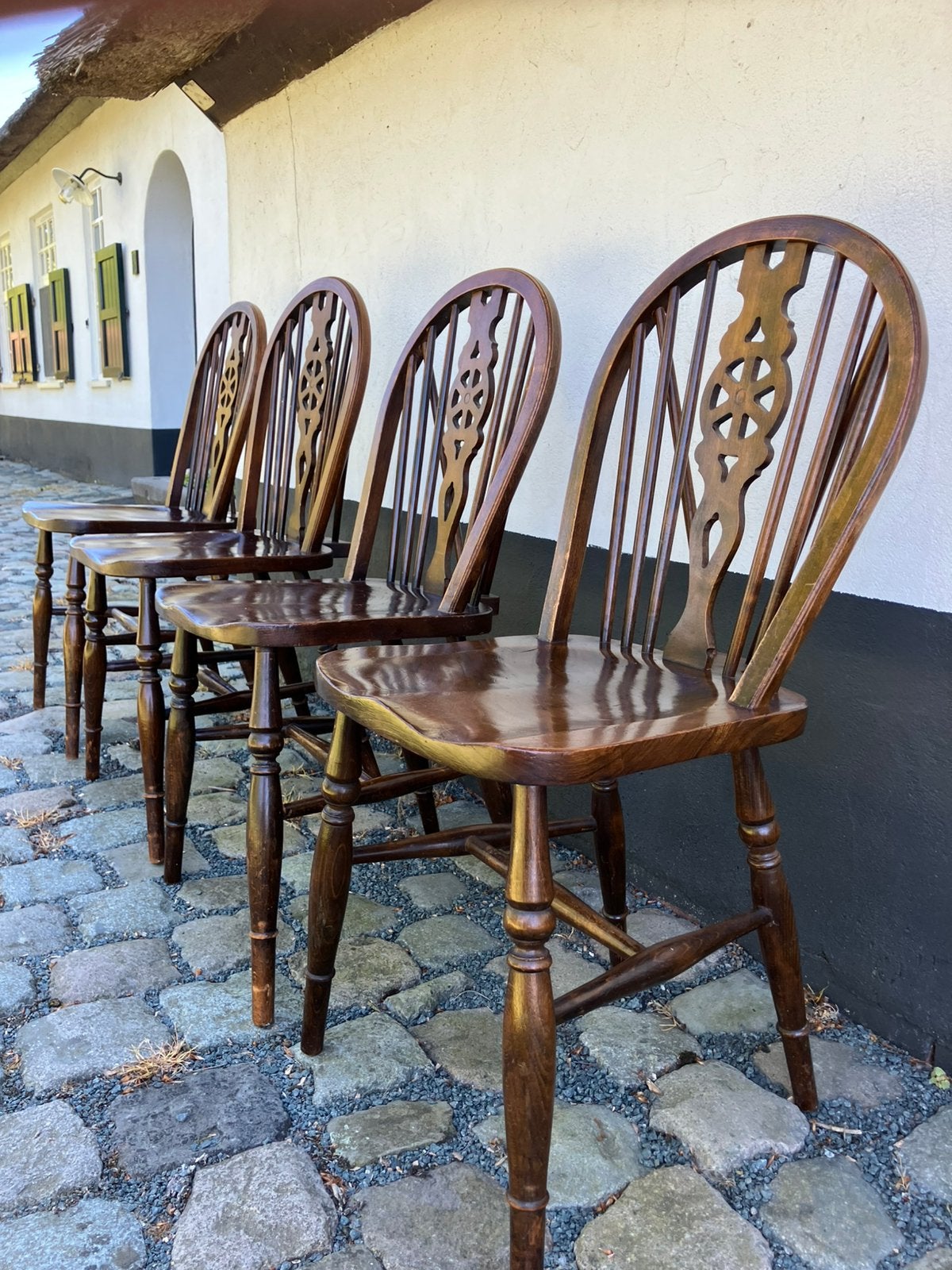 Set van 4 Engelse Windsor wheelback stoelen, Enlèvement