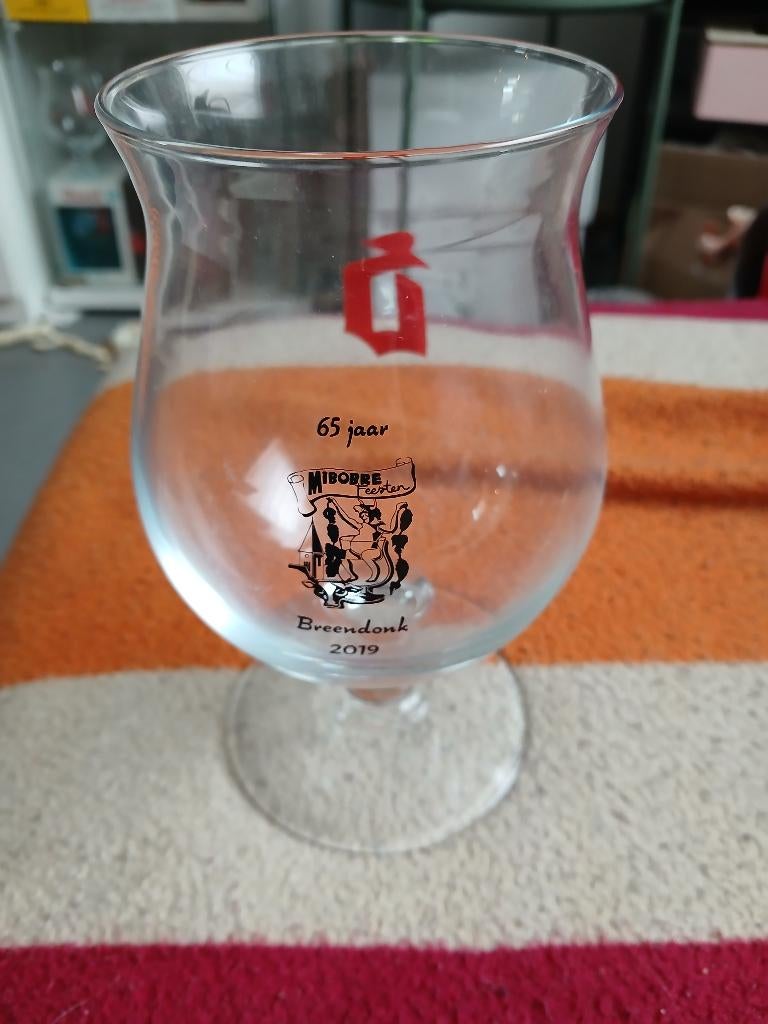 Duvel glas 65 jaar mibobre feesten, Ophalen, Zo goed als nieuw, Bierglas